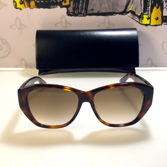 💯- New SAINT LAURENT SLM8 Cat Eye HAVANA Brown Frame/Grey Lenses Sunglasses - Picture 5 of 14